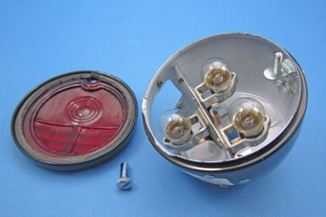 Reproduction black/chrome Lucas ST38 Pork-Pie Light