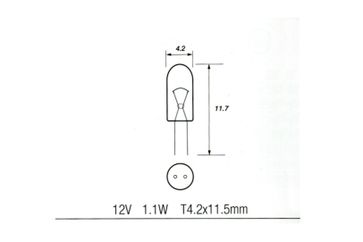 T4.2 X 11.5mm, 12V, 1.1W (514)