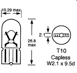 Capless Bulbs (W2.1 x 9.5d) Sidelights etc