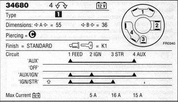 Lucas 47SA 34680 Key Switch