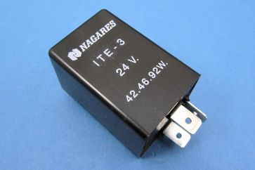 Elektronisches 24V-Blinkrelais mit 3 Flachsteckern  -  positive und negative Masse